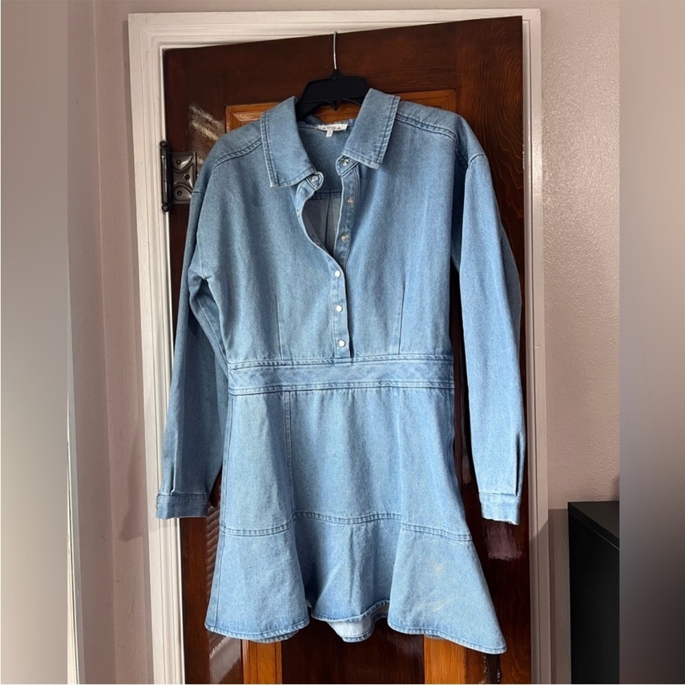 ACOA Light Blue Denim Shirt Dress Sz M NWOT